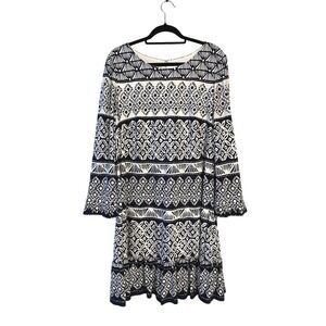 Eliza J Dress Size 16W Black White Long Bell Sleeve‎ Career Casual Office Work
